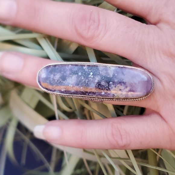 New Oversized Lepidolite 925 Silver Ring. - Picture 5 of 15